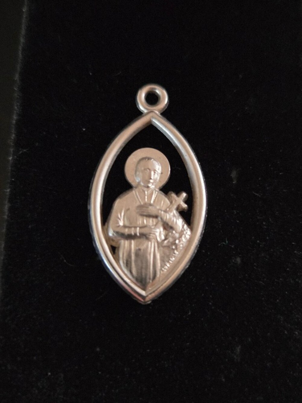 Silver Tone St. Gerard Oval Pendant 1'' Double-sided